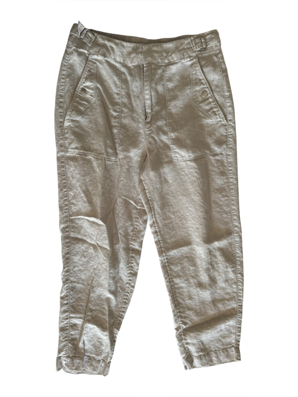 Athleta Women Size 8 Wheat Retreat Linen Ankle Pants